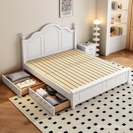 5 Simple 1m 1.8m Modern European Single Bed Frame Batch Double Bed White Solid Wood Bed 1.2m Rental 