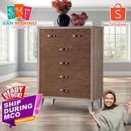 [SHIP DURING MCO] Walnut 5 Drawer Door Solid Drawer Chest Clothes / Cabinet Cloth / Cabinet Clothing