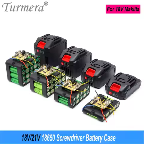 Turmera 18V 21V Screwdriver Battery Case 5X 10X 15X 20X 18650 Holder 5S 50A Lomvum Zhipu Hongsong Ji