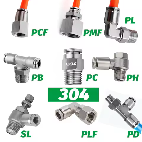 304 Stainless Steel Pneumatic Hose Fittings PC PCF PL PLF PB Air Tube Connector 1/8 1/4 3/8 1/2 Quic