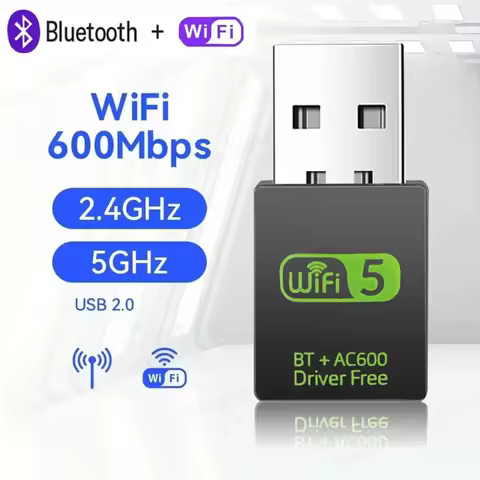 2in1 USB WiFi Bluetooth Wireless Adapter 600Mbps Dongle Dual Band 2.4G+5GHz High-Speed Network Card 