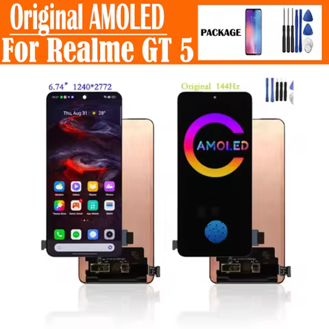 Original AMOLED For Oppo Realme GT 5 GT 5 240W RMX3820 RMX3823 LCD Display Screen+Touch Digitizer Fo