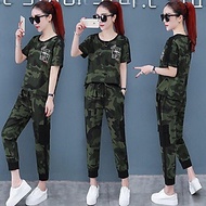 Sét bộ đồ nữ lính rằn ri quần dài áo tay ngắn thời trang thể thao cực ngầu có bigsize mẫu mới giá rẻ