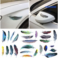 [WQF]1Set Creative Colorful Feather Car Body Sticker Mirror Decorative Decal Decor