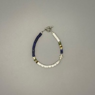 7AB 小眾VINTAGE天然青金石手串白松石925銀十字架復古中性款手鏈