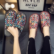 sandal budak perempuan kasut perempuan sandal perempuan Autumn Winter Ethnic Cotton Slippers - Women