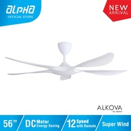 ALPHA Alkova EXCEL V2-5B DC Motor Ceiling Fan with 3 Blades 12 Speed Remote (56")
