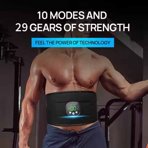 Latest EMS Ab Belt Muscle Stimulator Wireless Waist Trainer for Effective Fat Burning & Body Toning 