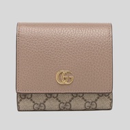 GUCCI Petite Marmont Small Wallet In Calf And Supreme Canvas Dusty Rose Beige 598587