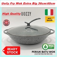 🌹READY STOCK🌹 Uoiiy Fry Wok 36CM/40CM Extra Big Viral Cookware Granite Stone Non Stick Frying Pan Po