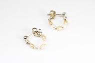 【925銀】 天然迷粒珍珠圓耳環-3mm