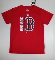 MLB Majestic-球隊 波士頓紅襪 大LOGO圓領排汗T恤 6730205-019 紅
