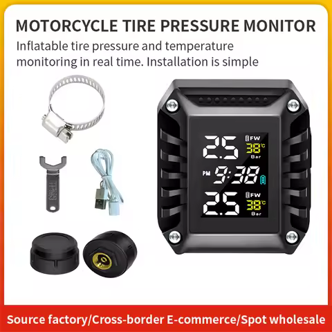 Motorcycle TPMS 2 External Sensors Motorbike Tire Pressure Monitor Real Time Tire Pressure Monitorin