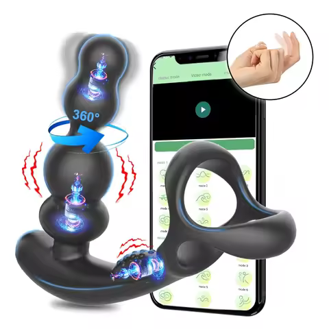 360° Rotate Anal Plugs Cock Ring Vibrating Male Prostate Massager Masturbator Vibrator Wireless Cont