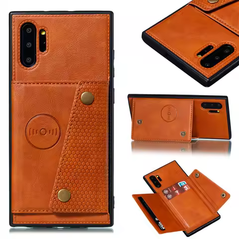 PU Leather Wallet Flip Case For Samsung Galaxy Note 10 Plus Car Magnetic Holder Card Slot Case For S