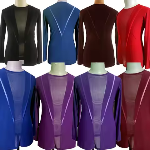 Black Latin Dance Shirt Men Ballroom Tango Competition Performance Dance Wear Round Neck Cha Cha Sal