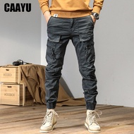 CAAYU กางเกงกางเกงลายพรางผู้ชาย,กางเกงกางเกงผู้ชายลำลองมีกระเป๋าหลาย Y2k ชุดเสื้อผ้าแนวสตรีทกางเกงสีเทาแทคติคอล