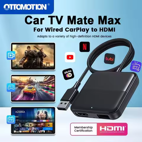 OTTOMOTION Car TV Mate Wired to Wireless CarPlay Adapter Android Auto HDMI Multimedia Video Converte