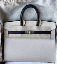 Hermes birkin 25 熊貓拼色 外縫 epsom皮 拉絲銀扣 w刻 全套