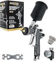 Master Elite PRO 22 Series High-Performance HVLP Touch Up Spray Gun with 1.0mm Tip and Air Pressure Regulator Gauge - Detail Paint Sprayer, Spot and Panel Repairs - Auto Basecoats, Clearcoats