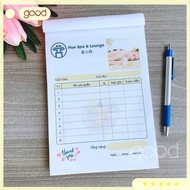 Spa treatment tracking book, customer care book a5 a6 with logo printed upon request on 1 copy of 2 