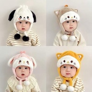 Bunny cat ear beanie for babies - Hat with tie and pom pom