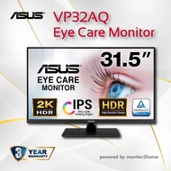 ASUS 31.5” 2K Monitor VP32AQ - WQHD , IPS, 100% sRGB, HDR10, 75Hz, Speakers, Adaptive-Sync/FreeSync, Low Blue Light, Eye Care, VESA Mountable, Frameless, DisplayPort, HDMI, Tilt - -3 yrs warranty As the Picture One
