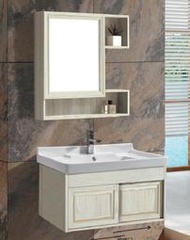  FUO 衛浴: 80公分 合金材質櫃體陶瓷盆 浴櫃組(含龍頭) T9105