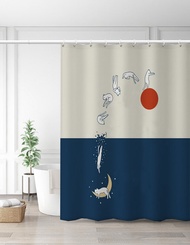 Japanese Style Kitten Bathroom Shower Curtain Set Punch-free Thickened Waterproof Bathroom Door Curtain Partition Curtain Curtain Hanging Curtain