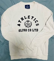 Olivo胸前字母圖白色大學T 長袖T恤 二手衣