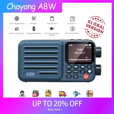 Choyong A8W Portable Internet Radio with WIFI&4G FM,Micro-SD Card portable radio Easy to Set Up
