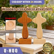 Hand Carved Wooden Cross Crucifix Display Stand Base for Home Altar Vintage Christian Gift