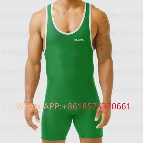 2024 Men's Wrestling Singlet Suit Sleeveless Boxing One piece Bodysuit Tummy Control Wear GYM Iron T