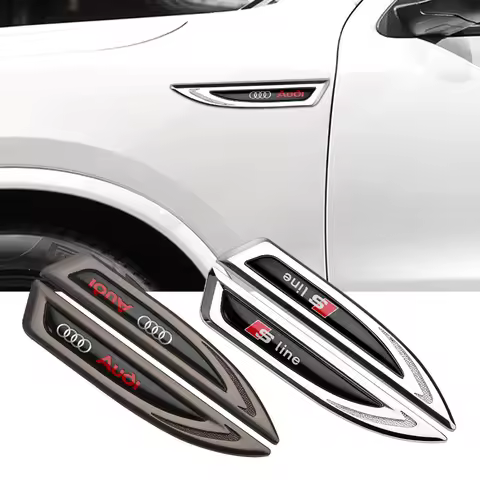 2pcs Car Styling Side Fender Body Decoration Metal Emblem Sticker For Audi Sline TT A1 A2 A3 A4 A5 A