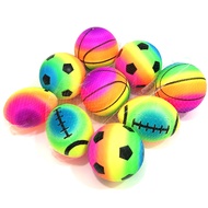 MKTOY Ball 3 Rubber Balls Basketball Rugby Thick Size 5-6 Inches Packed In Mesh Bags Mixed Colors BL