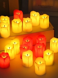1入組塑膠LED 無焰蠟燭,創意愛心設計電子無焰蠟燭適用於家庭