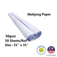 ( 50's/roll ) 31" X 31" White Paper / Mahjong Paper 50gsm