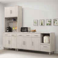 [特價]直人木業-LEO北歐風系統板桌面82公分雙門廚櫃上下廚櫃搭配160公分