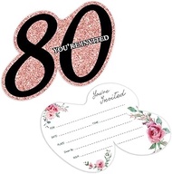 Cusrtyh 15 Sheets 80th Birthday Party Invitations card with with 15 Envelopes，80th Birthday Party ，8