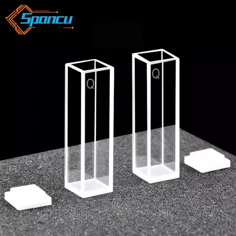 2 pcs quartz cuvette cells with lids, 10mm optical path, JGS1, suitable for spectrophotometer labora