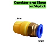 Male thread connector 18mm to Slip Lock fitting pnuematic hose 6MM 8MM 10MM - 6mm