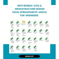 Best Bundle  Civil & infrastructure design excel spreadsheets  useful for  engineers