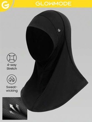 GLOWMODE 透氣網格連帽哈吉布（頭巾）帶有矽膠徽標,適用於跑步、鍛煉或日常休閒
