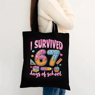 67 Printed Shoulder Bag Lightweight Fashionable Canvas Tote Crossbody Large Bag Capacity J4e0