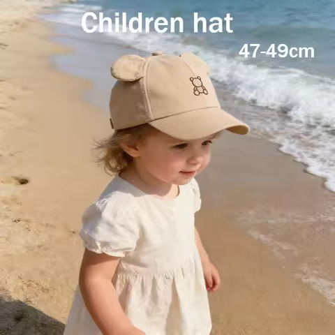 Baby Girls Boy Baseball Cap 47-49cm 1-3 Years Kids Cute Bear Embroidery Toddler Sun Hat Adjustable T