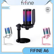 FIFINE A6 AmpliGame RGB Gaming USB Microphone for  PC PS Mac with sound card