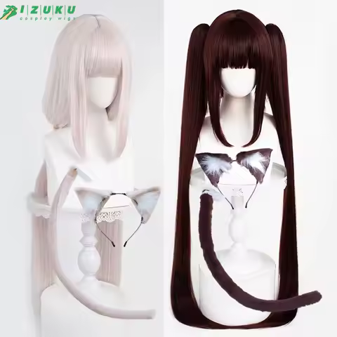 Chocola Vanilla Wig Nekopara Cosplay Coffee Brown Light Pink Heat Resistant Synthetic Hair Chocola V