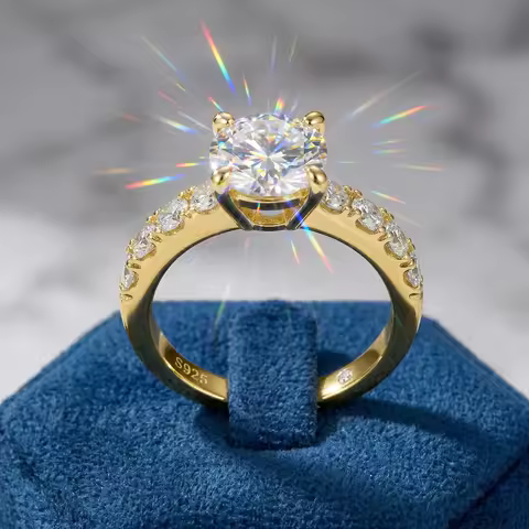 3.5 Carat D Color VVS1 Round Moissanite Ring, 4 Prong, 925 Silver, Wedding Ring Jewelry Gift, Pass D