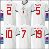 HQ5 22-23 World Cup Morocco Away Jersey Football Tshirts Nesyri Ziyech Harit Hakimi Aguero Plus Size
