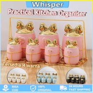 7 Pcs Ceramic Spice Rack Set With Ribbon Lid Kitchen Organizer Spice Organizer Spice Organizer Food 